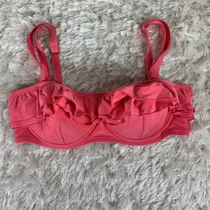 Vtg Pink Underwire Ruffle trim Bikini Top Medium